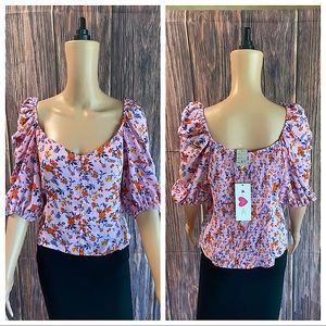 Buddy Love NWT size small & medium pink & blue floral print summer blouse